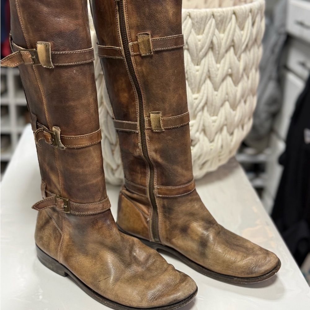 Bed Stu Brown Leather Knee-High Boots